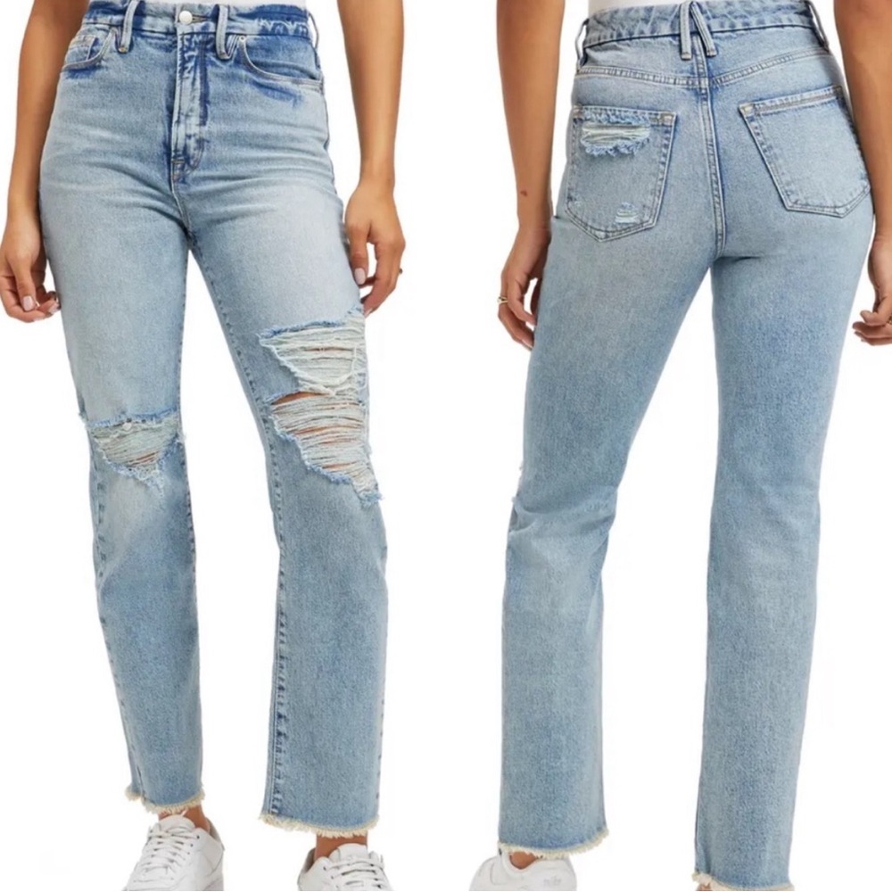 Good American khole kardasian jeans size 24 boyfriend ripped jeans